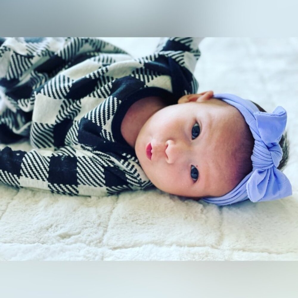 Tesa Babe | Black & White Buffalo Check Long Sleeve Bodysuit | Size 0-3 Months